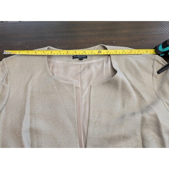 Eileen Fisher Silk Jacket 3X Champagne Mirage Jacquard Long Open Dressy Boxy - Picture 11 of 12